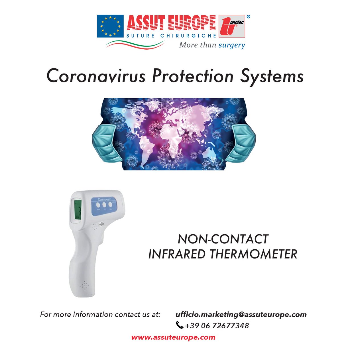 AssutEuropeSpA's tweet photo. OUR FOCUS AND OUR PRIORITY IT'S YOU!!!
We are working to protect your health, to provide a valuable devices for your security and to keep you informed.
Visit our website: https://t.co/iYIZlOvGPW
#covid #covid_19 #covid19 #covi̇d19 #covıd19 #thermometerinfrared #assuteurope https://t.co/wL3TKYJ8w6