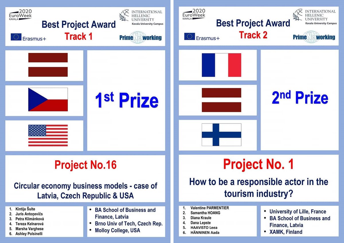 Bankuaugstskola's tweet image. For 26 years now - students and lecturers from more than 15 European countries, USA and Colombia have been meeting every spring at the international student project event Euroweek. 

More information: ba.lv/university/new…

#PrimeNetworking #Euroweek2020 #BAstudents