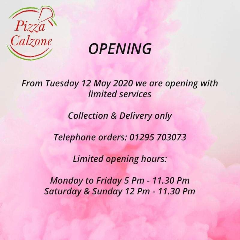PizzaCalzoneUK's tweet photo. Opening
Please telephone orders for collection /delivery 01295 703073
#Pizzacalzone #Winners# delivery #banbury #bestfood #Restaurant #Italian#italianrestaurant #calzone #pizza #collection #Italian #reviews https://t.co/0FtNnYnKQi