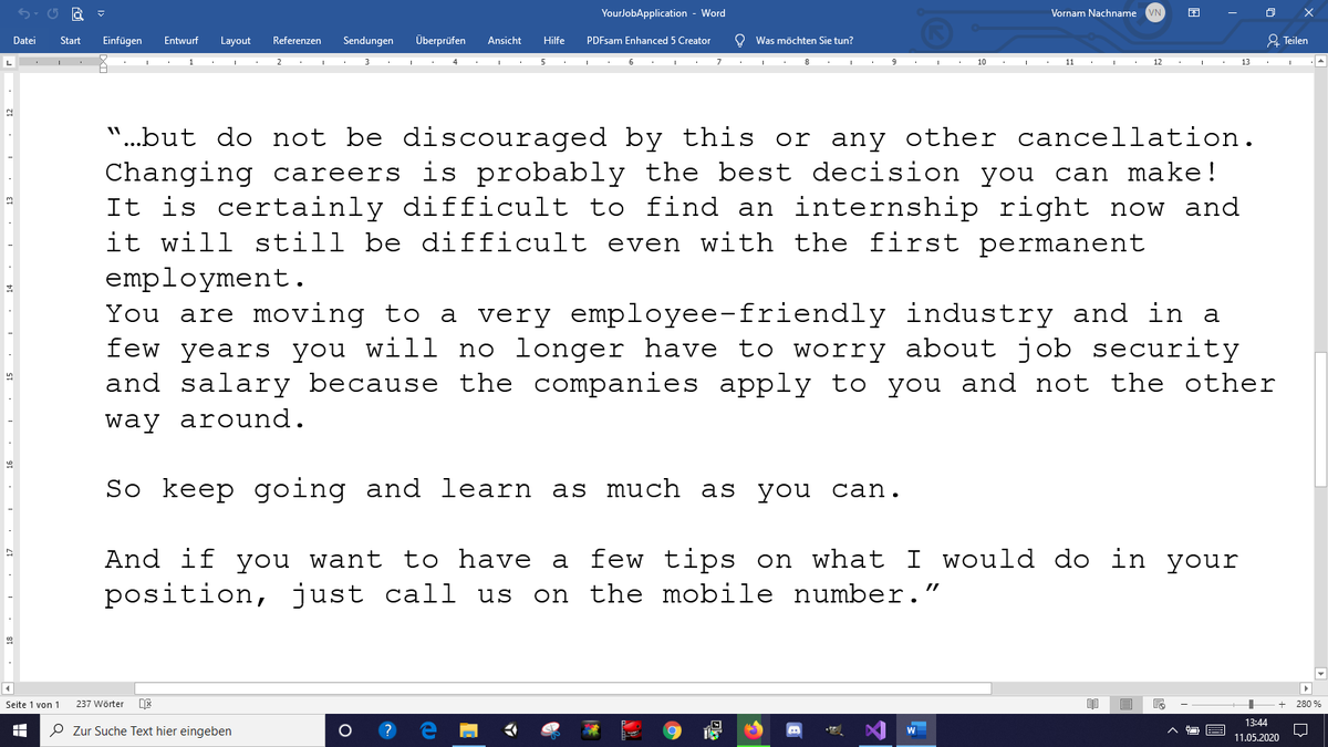 saskia747's tweet photo. Received my first time ever P-E-R-S-O-N-A-L-I-Z-E-D !!! job cancellation letter.

No standard phrases!😮
   
Context: ex MBA(HR) turning SoftwareDeveloper 
 #hr #recruiting #HumanPlace #ActiveSourcing
#WomenWhoCode #WomenInSTEM #Nuernberg https://t.co/wvmFovXe0g