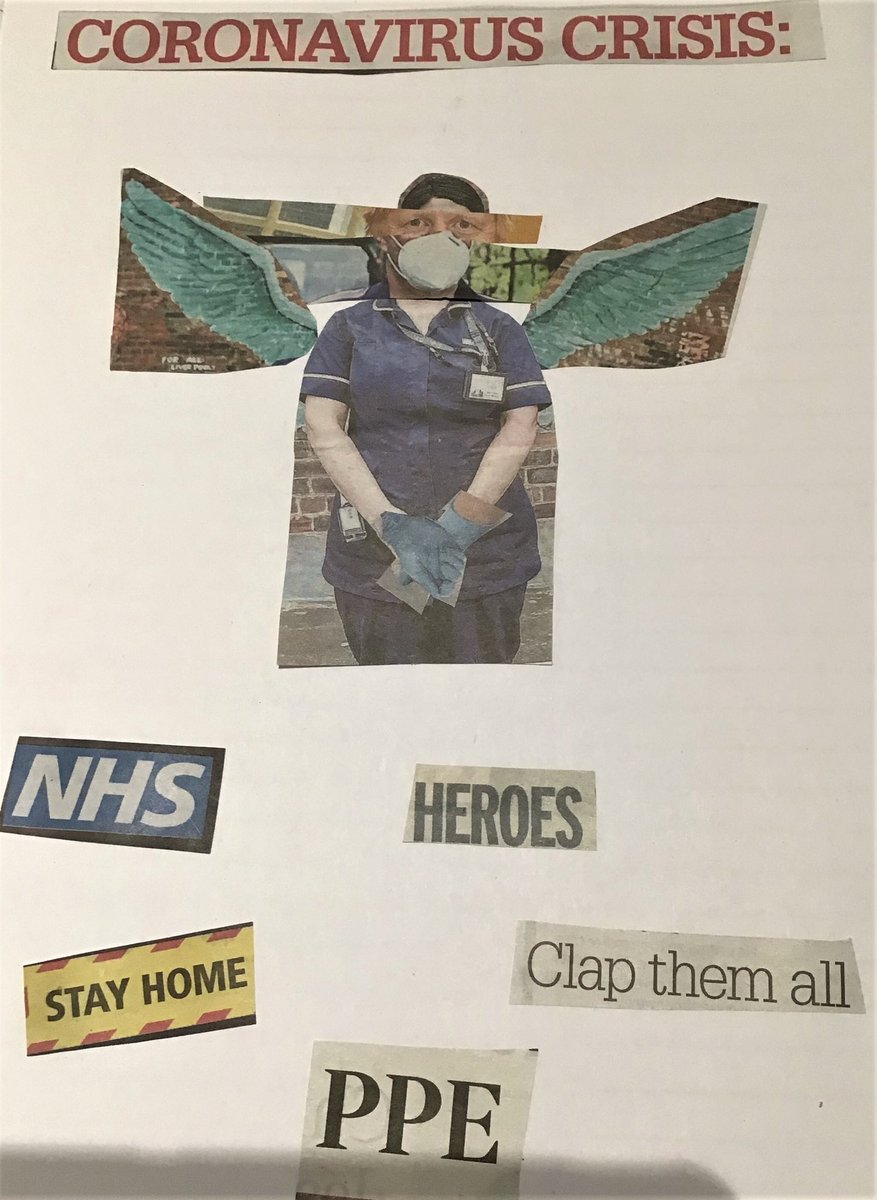 Can you spot famous faces? Our resilient Yr 8s are using the cathartic power of Art to heal their disappointment at how their last year <a href="/TMSYork/">The Minster School York</a> is being curtailed. Channelling pop artist, Eduardo Paolozzi, they are creating evocative collages to mark current events #NHSHeroes