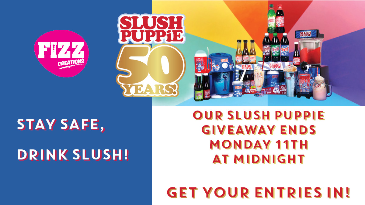 fizzinyourbizz's tweet photo. Our SLUSH PUPPiE competition ends TONIGHT - make sure you get your entries in by midnight.
❓Who came up with the name SLUSH PUPPiE❓
One lucky winner will be drawn at random tomorrow!
#giveaway #winwithfizz #slushpuppie #slushpuppieat50 https://t.co/UhcQ0Oq4Dw