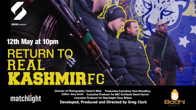 BAFTAScotland's tweet photo. It's a game of two halves so are you ready for the second installment? Following the #BAFTAScot19 Single Documentary win we're excited to Return to Real Kashmir FC on @BBCScotland, 22.00hrs on Tuesday 12 May #ReturnToRealKashmirFC⚽️ https://t.co/kx3sM6P5ID