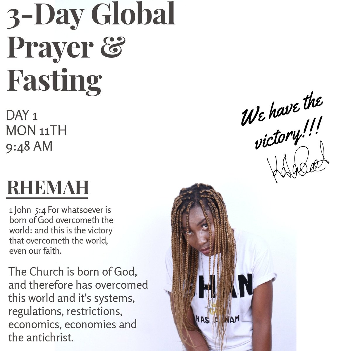 _karlagod's tweet photo. 1 John  5:4 For whatsoever is born of God overcometh the world: and this is the victory that overcometh the world, even our faith.
#prayfortheworld
#karlagod
#wearestillpraying #globalprayerandfasting #globaldayofprayer #christembassy #thechurchismarchingon #pastorchris https://t.co/lhg3yTfHQD