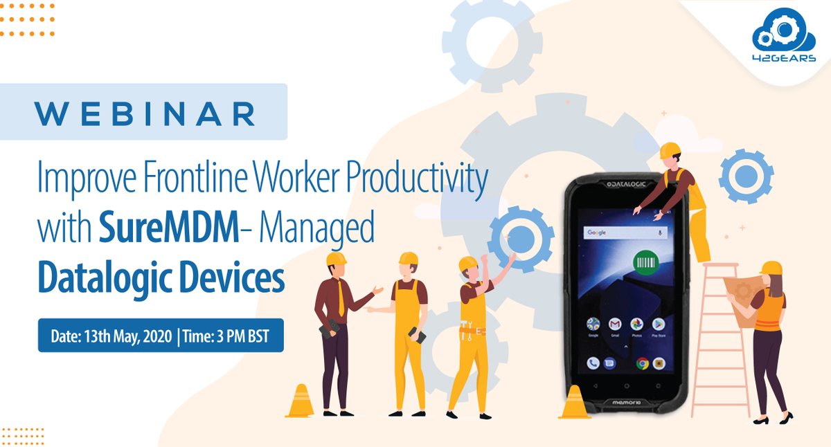 42gears's tweet photo. Reduced costs, simplified #management, and improved productivity are just a few benefits of using #SureMDM on @DatalogicGroup devices. Register to join our industry experts in this live #webinar session to learn more https://t.co/VLfgC6szRU
#AndroidDeviceManagement https://t.co/uA4e4bQEje
