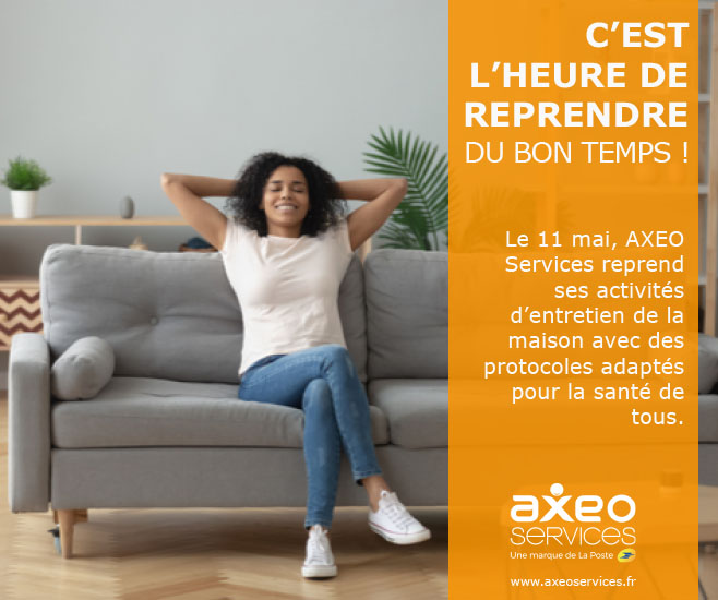 C'est l'heure de reprendre.... du bon temps ! 😍 A partir de lundi , retrouvez ou découvrez nos prestations d'entretien de la maison et les joies d'un domicile propre et sain. Contactez votre agence locale AXEO Services pour toute information complémentaire.