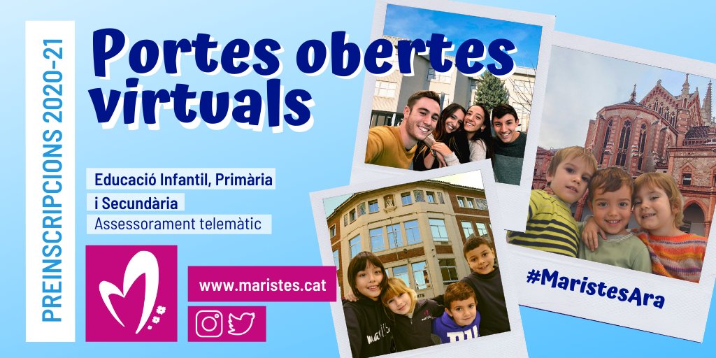 Som en setmana de preinscripcions escolars. Ja has vist les webs de les escoles maristes? Tours virtuals, jornades de portes obertes a través de webinars... Respostes per a tot el que et cal saber. Entra i coneix-nos! #MaristesAra #JPOmaristes maristes.cat/jornades-de-po…