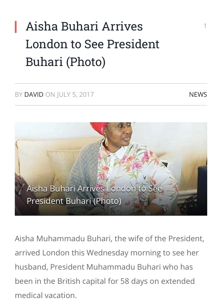 7. During this period, nobody including Osibanjo (the Acting President), Buhari's wife & his children were allowed any access to him or were even briefed as to what was going on. In other words, except for his 'doctors', Buhari was not seen by Nigerians for a whole 6 months.