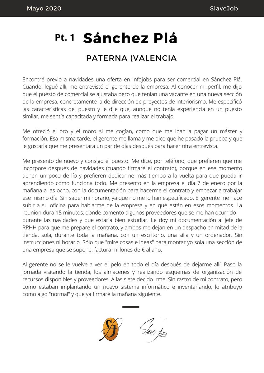 JobsticeOficial's tweet photo. Experiencia en "Sánchez Plá"
Ante cualquier irregularidad en vuestro despido recordad firmar como "No conforme"
#SlaveJob #Precariedad #Valencia #SánchezPlá https://t.co/bNdSroSvWJ