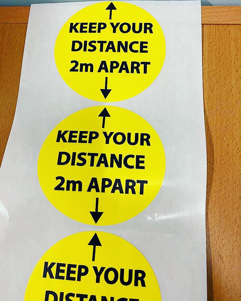 pprlabelsltd's tweet photo. As businesses prepare to reopen, we have printed these labels for a local company to remind and guide employees and visitors to stick to social distancing guidelines. Contact us if we can help you with distancing markers. #labels #printers #supportlocalbusinesses #manchester https://t.co/z8yfCyyMTf