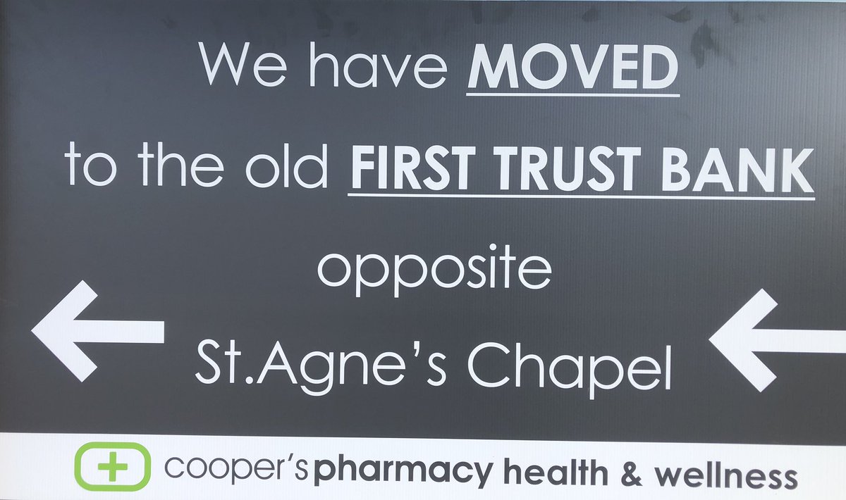 cooperspharmacy's tweet photo. 💚Cooper’s Pharmacy Riverdale Update💚

We are open today in our new premises at the former First Trust Bank Atown

We look forward to welcoming our patients into spacious new premises with improved social distancing measures  

@ATownNews @GoodMorningWB @KCbelfast @newbelfast https://t.co/RudwkgJiip