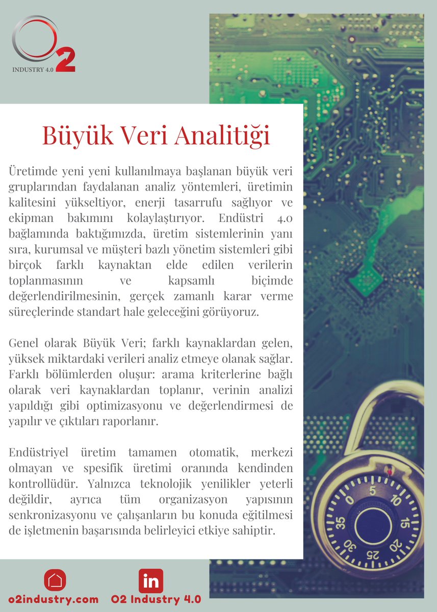 'Veri yeni çağın altınıdır' sözünü sıkça duyar olduk. Büyük Veri ile ilgili kısaca bilgi sahibi olmak ister misiniz? Kısa açıklama burada. 👇 

#dijitaldönüşüm #endüstri40 #veri
#değişim