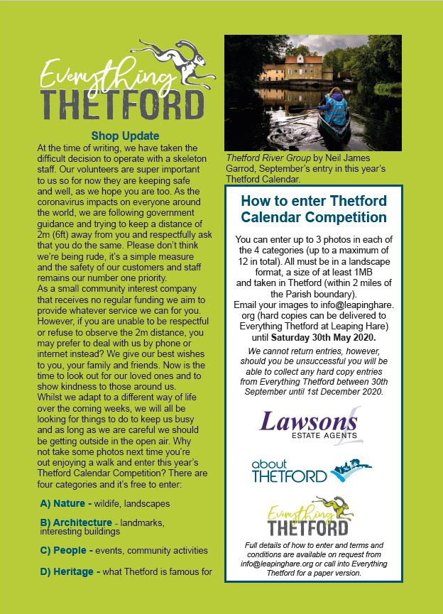 leapinghareorg's tweet photo. May is National Walking Month. Check out https://t.co/xuwQfNY5fo Top tip 'Get Snap Happy on Your Walk' ties in nicely with our calendar competion. You have until the end of May to get those entries in 🙂 #TRY20 @About_Thetford @LawsonsEA https://t.co/0ABb1nKVj5