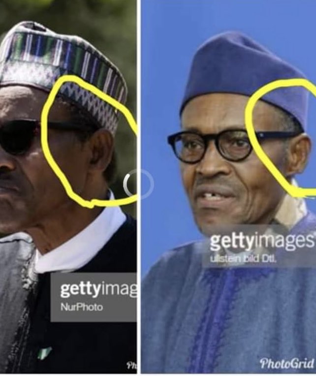 14. They can’t fool you too, if you observe that Jubril is shorter, has different nose, different earlobes, more head of hair, more vitality & looks at least 20 years younger than late Buhari. You can’t notice these things & still accept  #JubrilAlSufani as  #NGRPresident.END.