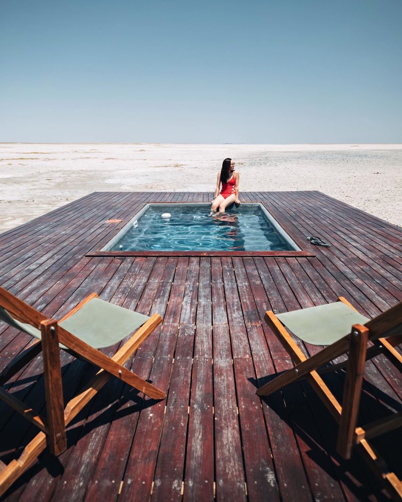 BotswanaTourism's tweet photo. Do you know where this is?⁣
⁣
This pool in the #MakgadikgadiPans is the perfect way to cool off from the scorching #Botswana sun. ⁣
⁣
Photo by Skip with Grace #ilovebotswana #destinationbotswana #traveltomorrow #stayhome https://t.co/0aBiRyk13x
