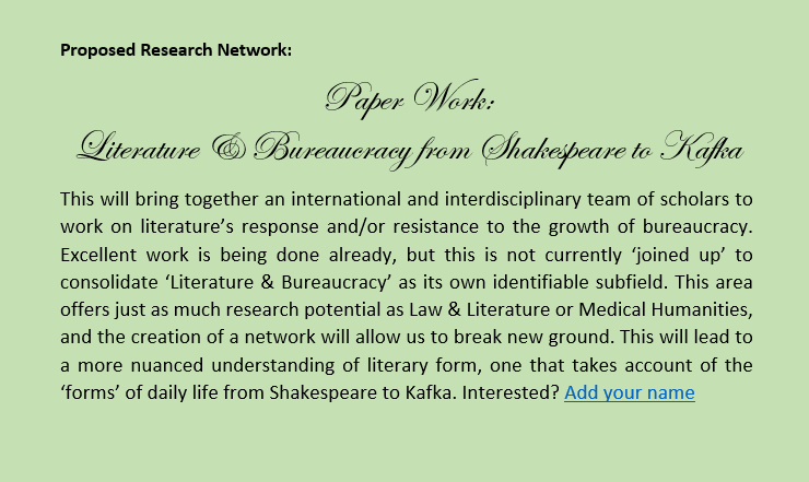 DerekVindice's tweet photo. Call for Participants! #twitterstorians #histadmin
New 'Literature & Bureaucracy' research network planned as part of a larger funding bid. Interested? Get in touch with Qs or simply add your name here: https://t.co/RJPsPeWL0h https://t.co/9uPbY1ae7A