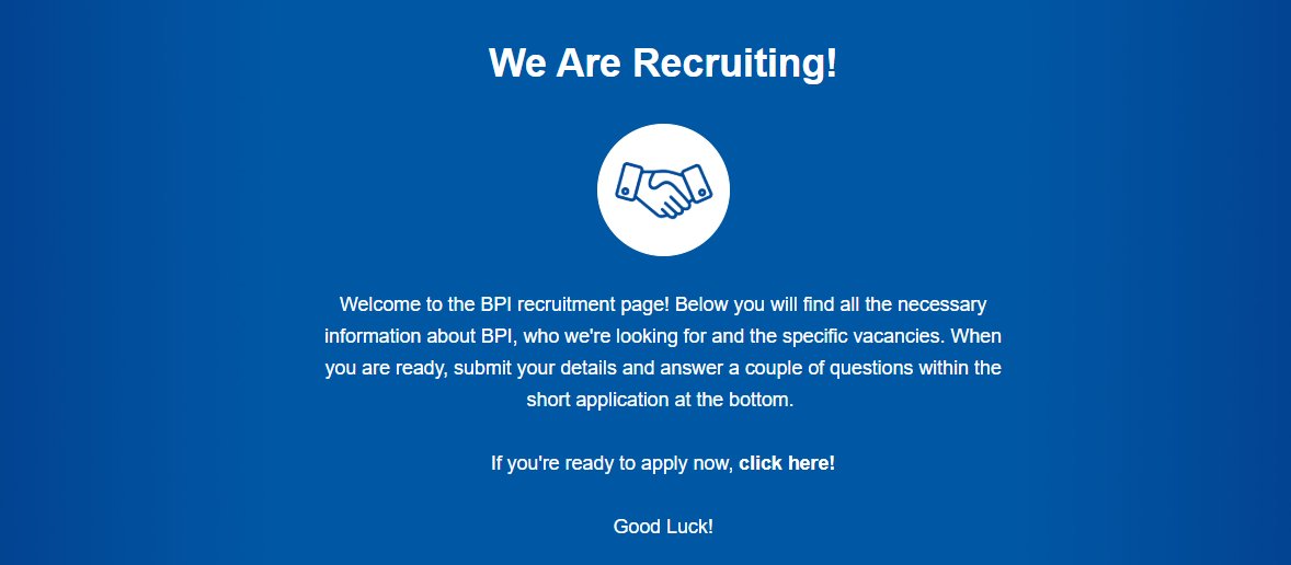 In case you missed it on our LinkedIn, BPI are hiring and our Recruitment Page is live!

If you're up for a challenge and want to work with an award-winning company with world-class CX solutions, take a look at the vacancies: insight.bpiondemand.com

Good Luck!☘️

#CRM #Vacancies