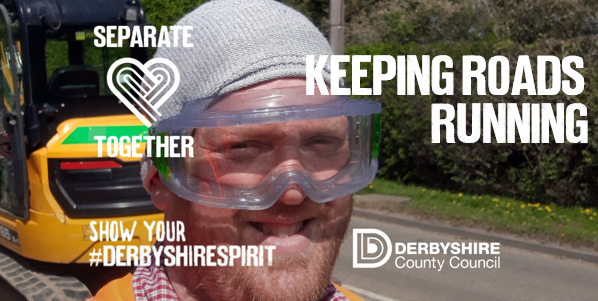 Derbyshirecc's tweet photo. Here’s Dean, he’s one of our highways inspectors &amp; was recently in South Derbyshire taking a look at some essential work by one of the utility companies. Our inspectors also report back on any potholes that need fixing. #DerbyshireSpirit #ThanksKeyWorkers https://t.co/S1aCZkvPqn