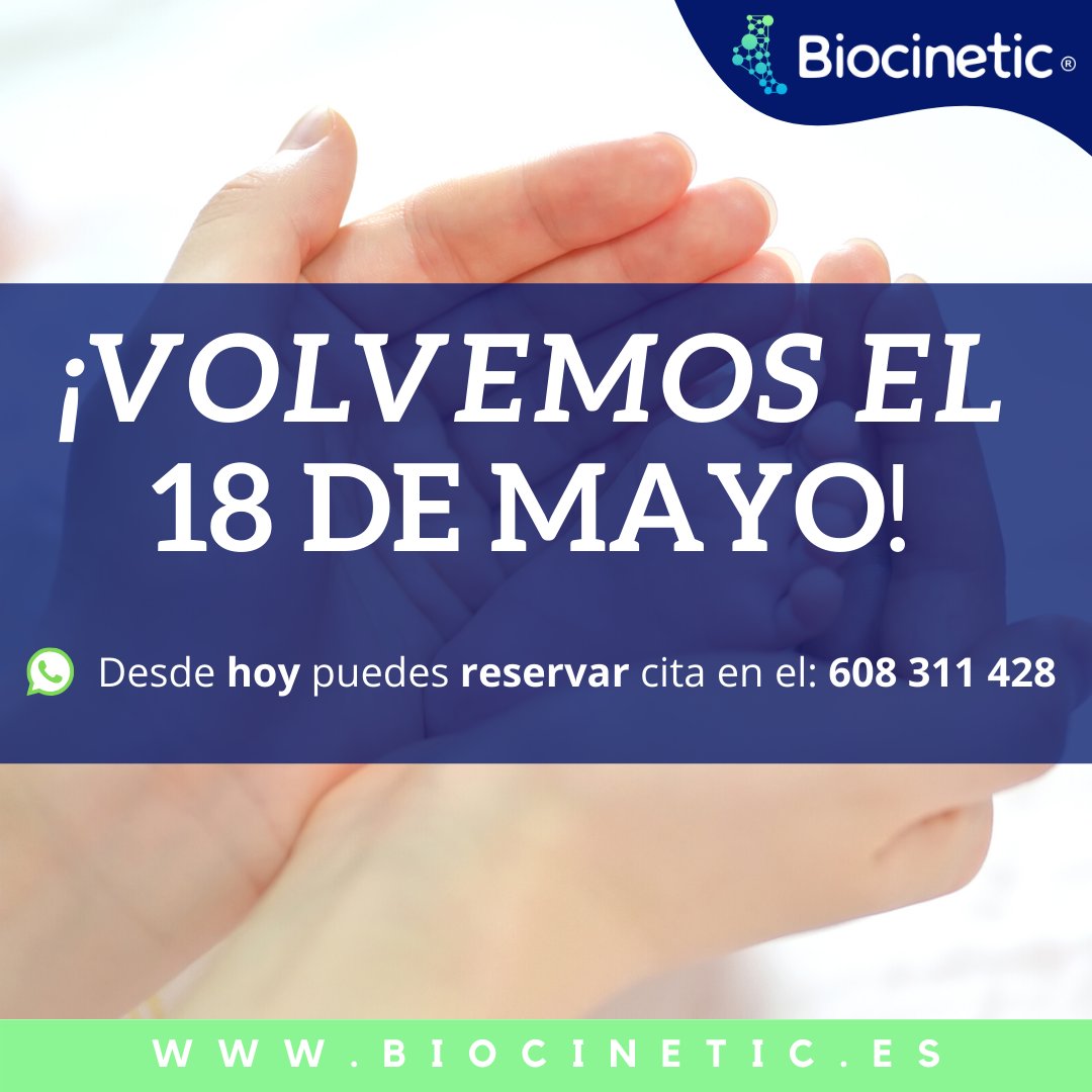 #REAPERTURA | Retomamos actividad a partir del 18 DE MAYO.
📞 Desde hoy ya puedes RESERVAR CITA en el 608 311 428
¡Qué ganas teníamos de volver a veros! ☺️ #podologiamalaga #podologomalaga #biocinetic #biomecacina