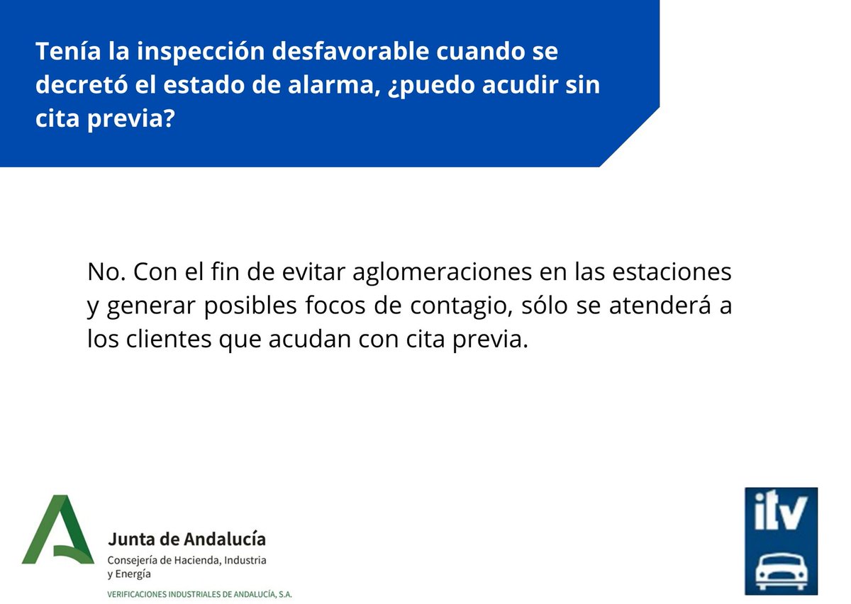 Veiasa's tweet photo. Recuerda👇🏻👇🏻Una vez que empecemos a atender a los usuarios, sólo se podrá acudir a las estaciones con cita previa. #FAQsVEIASA https://t.co/MLMQJshKWf