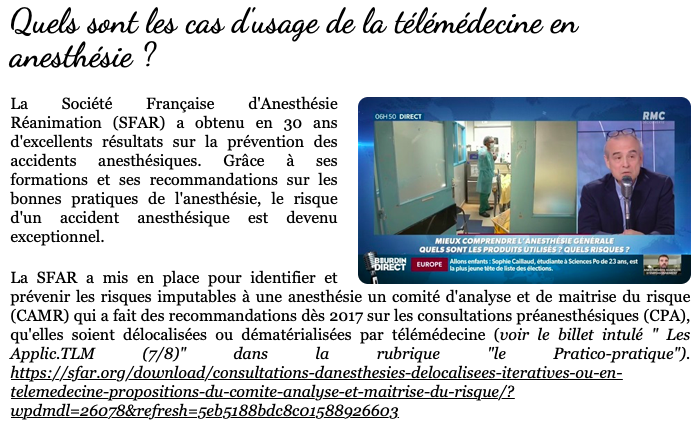 Quels sont les cas d'usage de la #télémédecine en anesthésie ? v/ <a href="/pierresimon22/">Pierre Simon</a> #esanté #hcsmeufr telemedaction.org/446011609