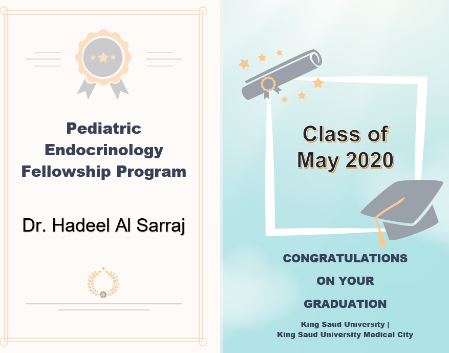 “Pediatric Department Pleased to Congratulate you for your Graduation from Endocrinology Fellowship Program”
#pediatrics #endocrine #ksumc