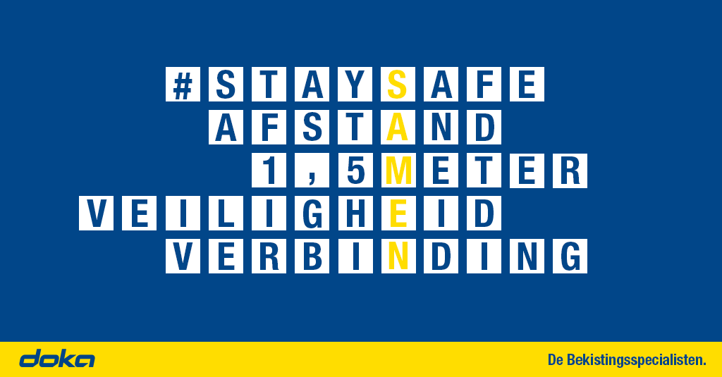 De veiligheid van alle #doorbouwers staat voorop. We blijven in verbinding, maar wel met de nodige 1,5 meter afstand. #staysafe!