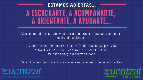 ZUENTZAT's tweet photo. Con ilusión @ZUENTZAT abre de nuevo su consulta para citas individuales con cita previa. Siguiendo directrices marcadas, garantizamos medidas de seguridad e higiene y constatamos nuestra disponibilidad para la escucha, el acompañamiento, la orientación y el trabajo personalizado. https://t.co/FjagY3UpCG