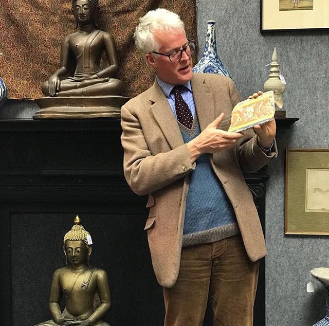 OlympiaAuctions's tweet photo. Welcome to Indian Works of Art Week. We will look at objects from past & future auctions including unusual Indian miniatures & early bronzes. The IGTV video this week will be Arthur Millner, pictured, talking from home about ‘Glazed Pottery in Victorian India.’ #IndianWorksofArt https://t.co/dzptYe7n3g