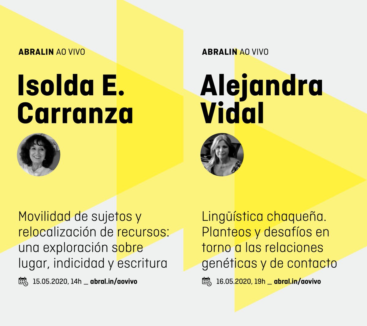 SAELinguisticos's tweet photo. #Abralinaovivo Esta semana la Dra. Isolda Carranza y la Dra. Alejandra Vidal brindarán conferencias magistrales en el encuentro virtual "Abralin ao vivo". Son coorganizadas por @abralin_oficial y SAEL. https://t.co/Fo1hJFkSh6