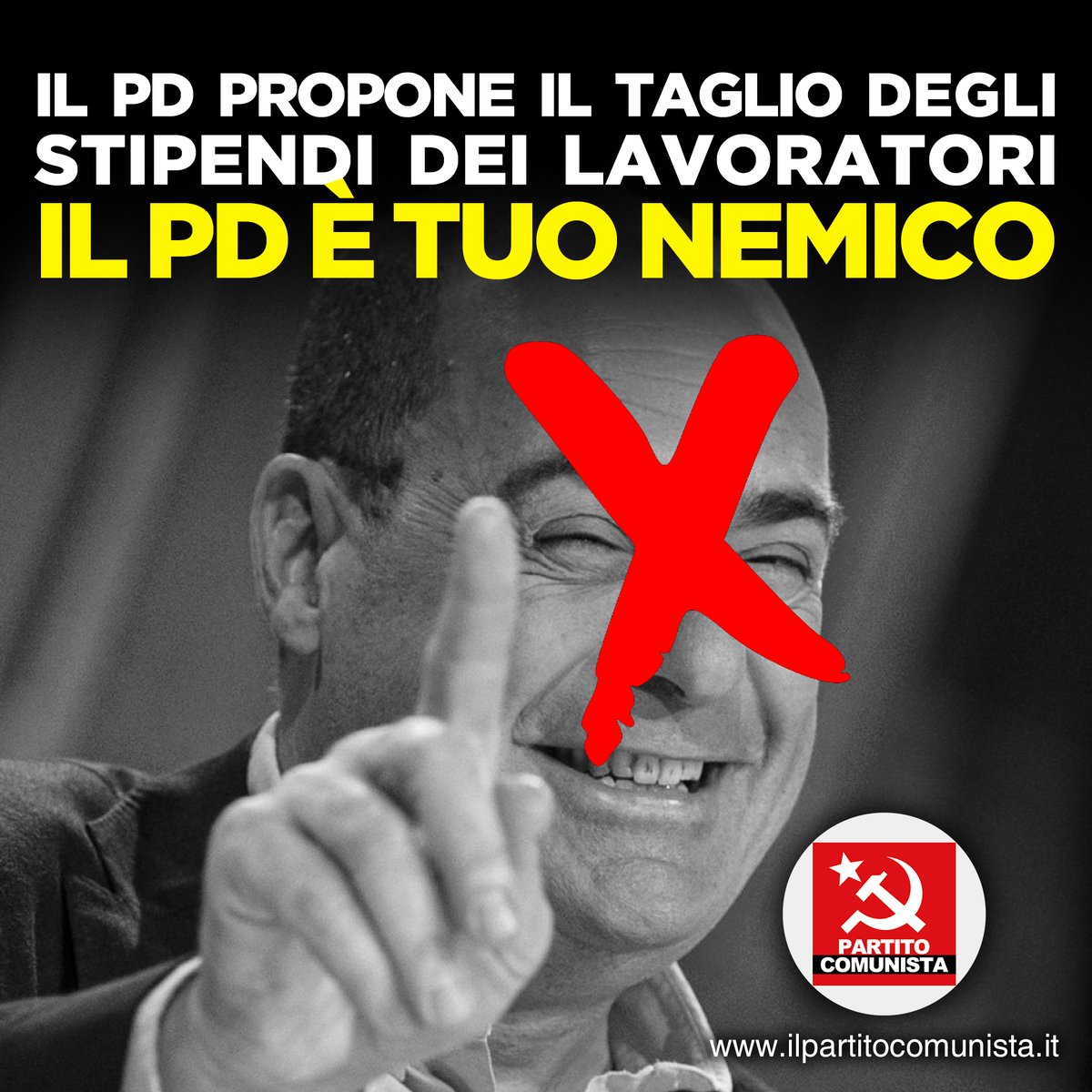 PartitComunista's tweet photo. Il @pdnetwork  propone di lavorare meno ma tagliare gli stipendi. 
Il PD è il nemico dei lavoratori!

Ancora una volta il PD dimostra di essere il miglior AMICO di #Confindustria e nemico di tutti i lavoratori. https://t.co/GryqN0mB0R