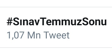 1 Milyon Kişi Tweet atıyor ve ses çıkmıyorsa üç 🙈🙉🙊 Oynanıyor demek ki... 
#SınavTemmuzSonu 
#YektaSaracNelerOluyor 
#ykstarihinedokunma