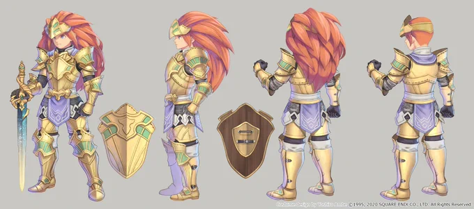 『聖剣伝説3 Trials of Mana』(聖剣3リメイク)
衣装デザインを担当したデュランのクラス3
パラディン/ロード/ソードマスター/
デュエリストの設定画です。

パラディンとデュエリストのデザインは
原作イラストからのアレンジです。
#聖剣3ToM #TrialsofMana 