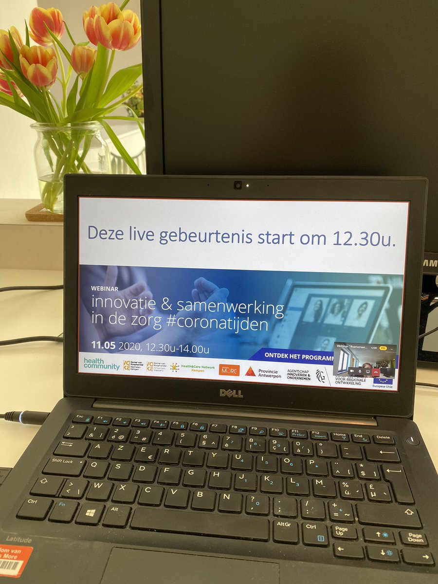We zijn vertrokken! Eerste #webinar in samenwerking met <a href="/VOKA_HC/">Voka Health Community</a>. 125 deelnemers worden geïnspireerd door zorg- en welzijnsorganisaties. #innovatie en #samenwerking in tijden van Corona. #EFRO <a href="/prov_antwerpen/">Provincie Antwerpen</a>