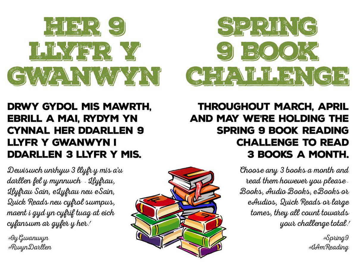 BargoedLib's tweet photo. Rydym yn dal i wneud yr Her 9 Llyfr y Gwanwyn.
Ymunwch Γ’ ni!
#9yGwanwyn #RwynDarllen
πΌπππ
We're still doing the #Spring9 Book Challenge.
Join us!
#IAmReading https://t.co/IvwYHqvFb2