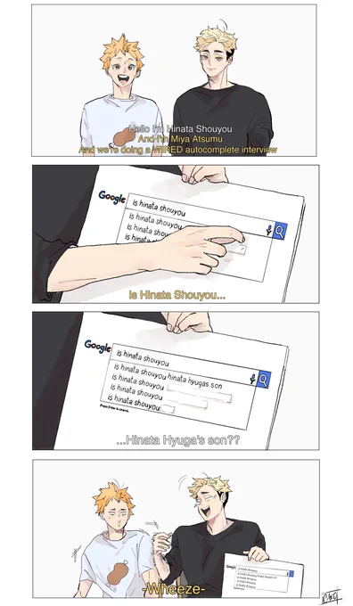 Hinata Shouyou &amp; Miya Atsumu Answer the Web's Most Searched Questions | WIRED

?inspired by those hq actor memes but also can't decide if they are themselves or actors hhhhhhhH 