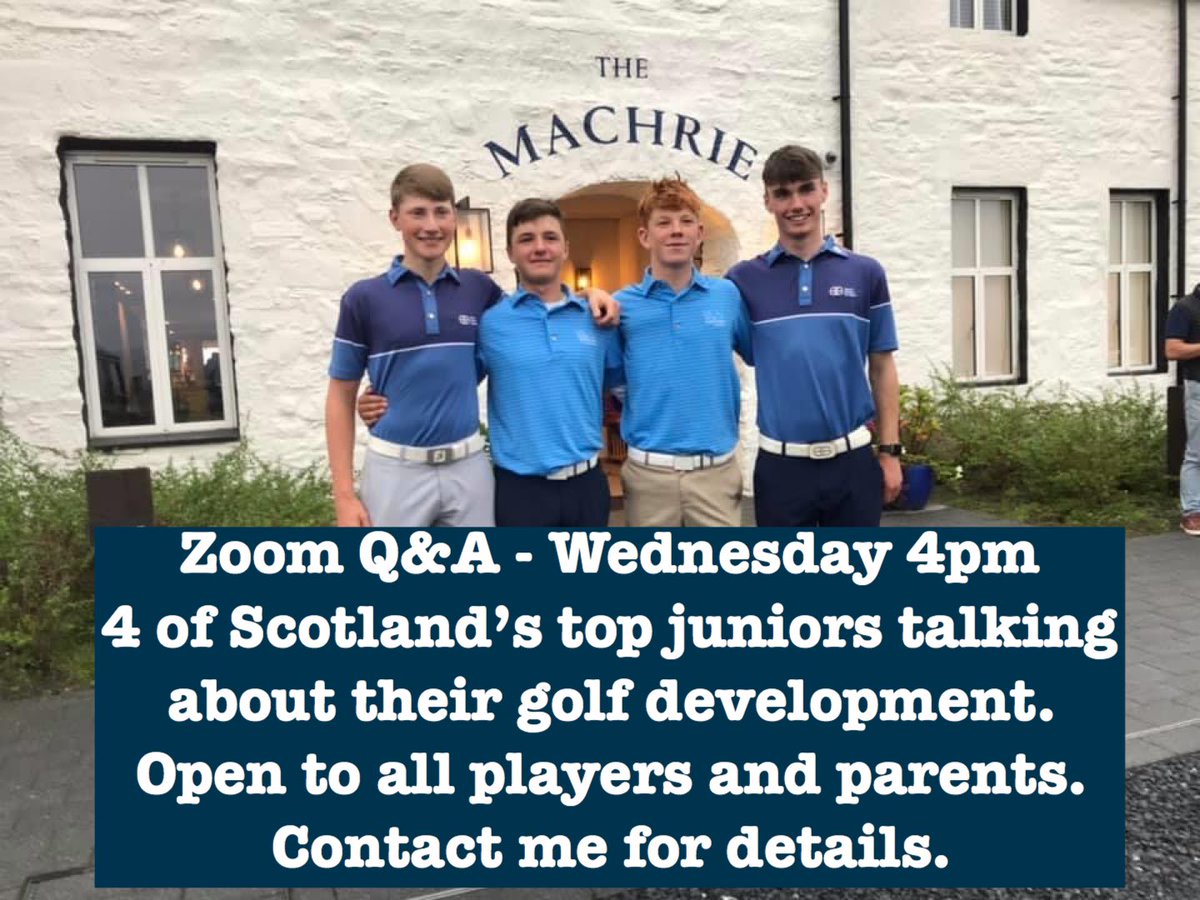 SpencerHGolf's tweet photo. Still places available for anyone looking to listen to 4 of the best juniors in Scotland. Talking about golf, school and more. https://t.co/bzDeMPVFDr