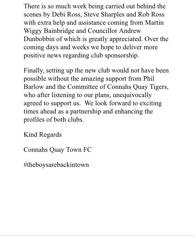 So here we are!  Please take a minute to read our first ever club statement and afterwards if you could afford us the generosity of re tweeting our post it will be greatly appreciated.