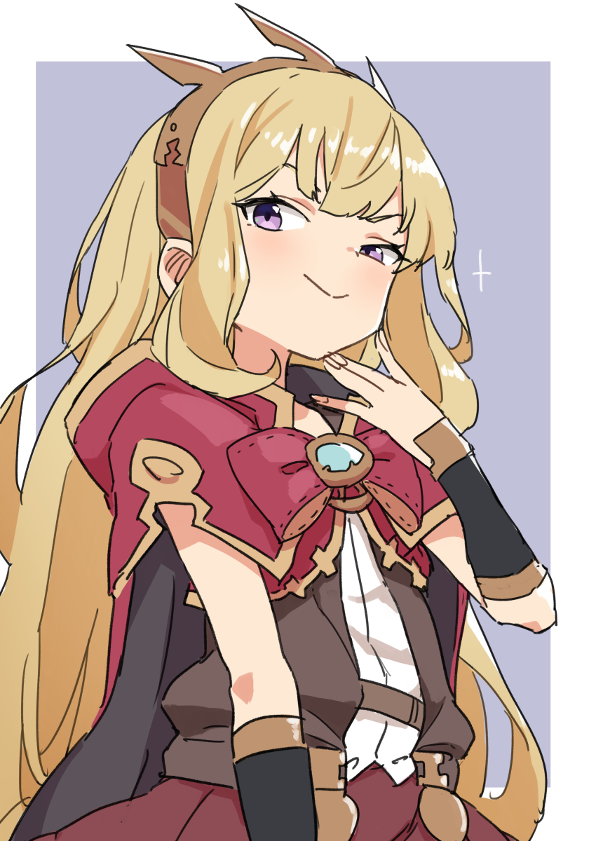 cagliostro (granblue fantasy) 1girl long hair solo blonde hair purple eyes smug smile  illustration images