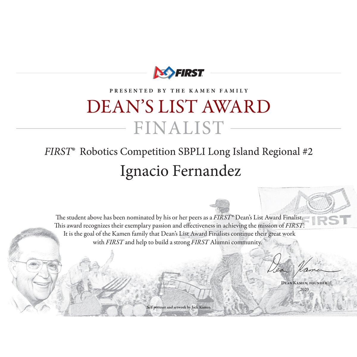 sms_dolphins's tweet photo. We share with you Ignacio Fernandez's Deanโs List Award Finalist Certificate for the FIRST Robotics Competition SBPLI Long Island Regional #2. #SMSNews #SMSRobotics #SMSFRC #GoDolphinsGo https://t.co/N0w83AposT