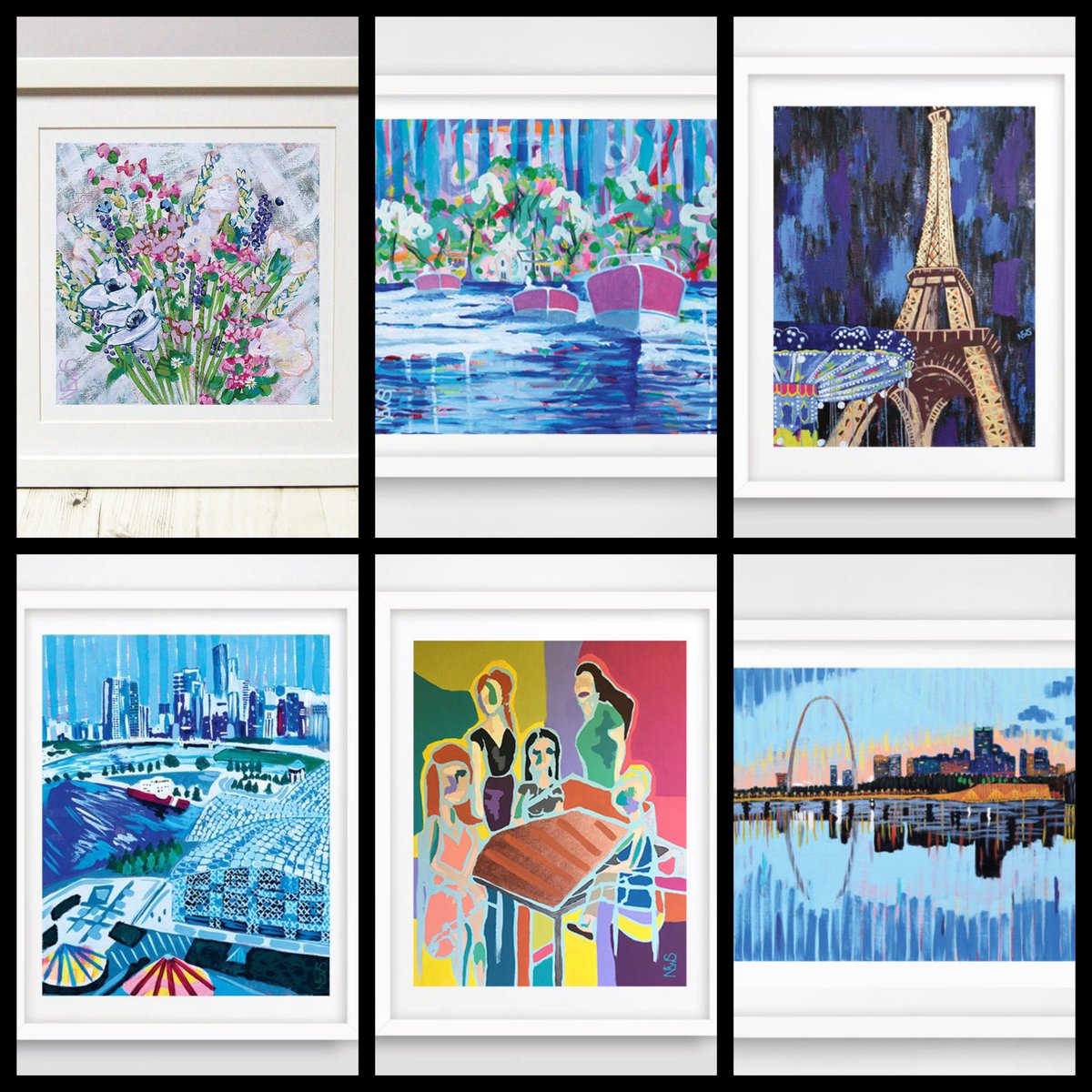 newstevens's tweet photo. New Prints Available Online. https://t.co/IlxtcF9IHt L to R: Flower Child, Three Boats, Eiffel Tower, Chicago - View from Ferris Wheel, Women at the Table I, Spirit - St. Louis, Missouri https://t.co/f2WiGAZlcM