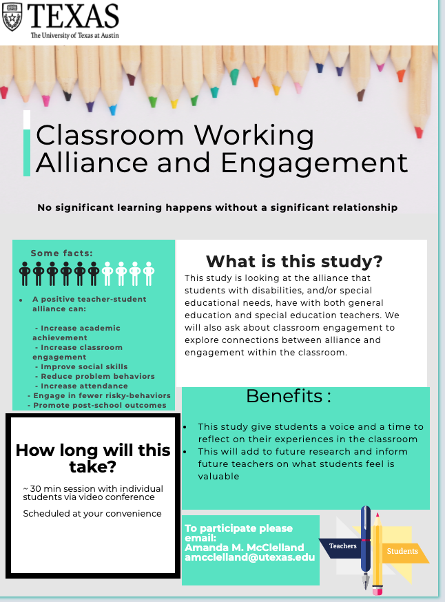 McClellandAMM's tweet photo. Research opportunity for #middleschool students with #adhd #dyslexia #ActuallyAutistic #Autism #disabilities #learningdisabilities #emotionalbehavioral #ebd #readingdisabilities #mathdisabilities #behavior #SpecialEducation #sped #teachers #relationships #phdlife #AcademicChatter https://t.co/LBCi7WbwRT