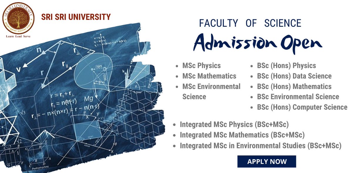 SriSriU's tweet photo. We are pleased to announce admissions for the Faculty of Science for the AY- 2020-2021.
We invite all to send in your applications & be a part of this prestigious university.
To Apply: https://t.co/r4WWMmNsT8
#ScienceAtSSU #LifeAtSSU #JoinSSU https://t.co/PqEvD9RiO3