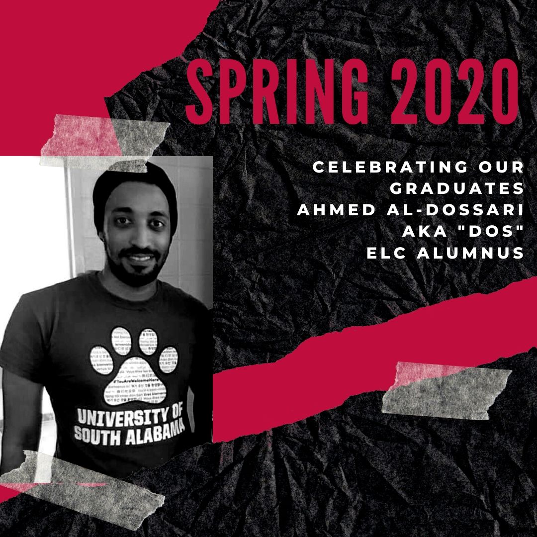 usa_elc's tweet photo. This week, the ELC continues celebrating students who were part of the ELC family during their time at South. Today we are highlighting one of our alumni, Ahmed "Dos" Al-Dossari. 

Dos, we are so proud of you! #adayatusaelc #southishome #wearesouth #youarewelcomehere https://t.co/HWv1aiha1i