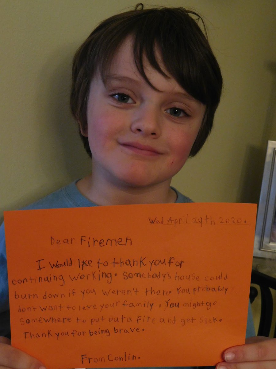 MCSWellness's tweet photo. Some of our elementary Mustangs wanted to say thank you to the essential workers who are working on hard right now #coronavirus #stayhealthy #RCDSBathome @RCDSB https://t.co/rukJvNp0AE