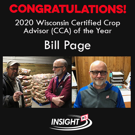 Insight_FS's tweet photo. We are thrilled to announce that Bill Page in Antigo was awarded the 2020 Wisconsin CCA of the Year! Bill has been a force in the specialty crops world since 1977. Congratulations, Bill! Read more https://t.co/1Y6wnlGSzt https://t.co/oRNRSZr9lS