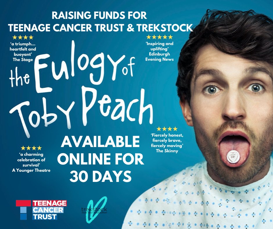 @TobyPeach's award-winning show The Eulogy of Toby Peach has been a huge hit at our #FindYourSenseOfTumour weekends, and now you can catch it online for 30 days!

All donations made will be donated to Teenage Cancer Trust and <a href="/trekstock/">Trekstock</a>!

Check it out: bit.ly/TheEulogyOnline
