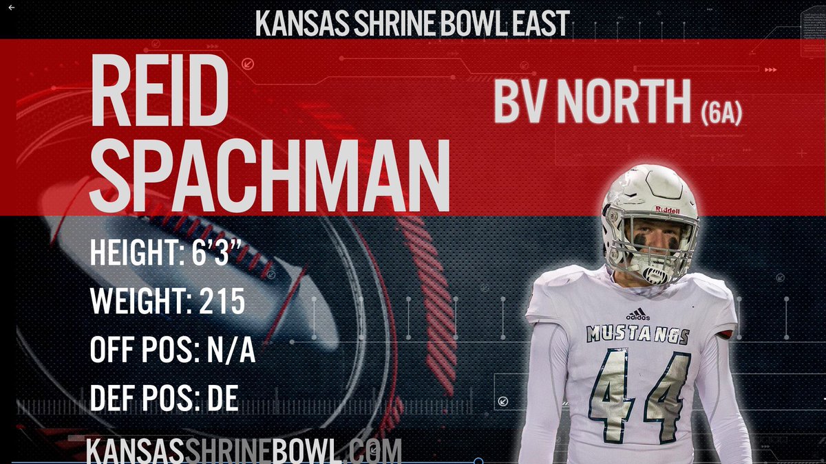 Our 2020 <a href="/KSShrineBowl/">Kansas Shrine Bowl</a> featured player of the day is <a href="/ReidSpachman/">Reid Spachman</a> from Blue Valley North High School! Congrats to Reid and all of the #EastSquad All-Stars! Player Features Powered by @MammothTurf #MoreThanAGame #ForTheKids