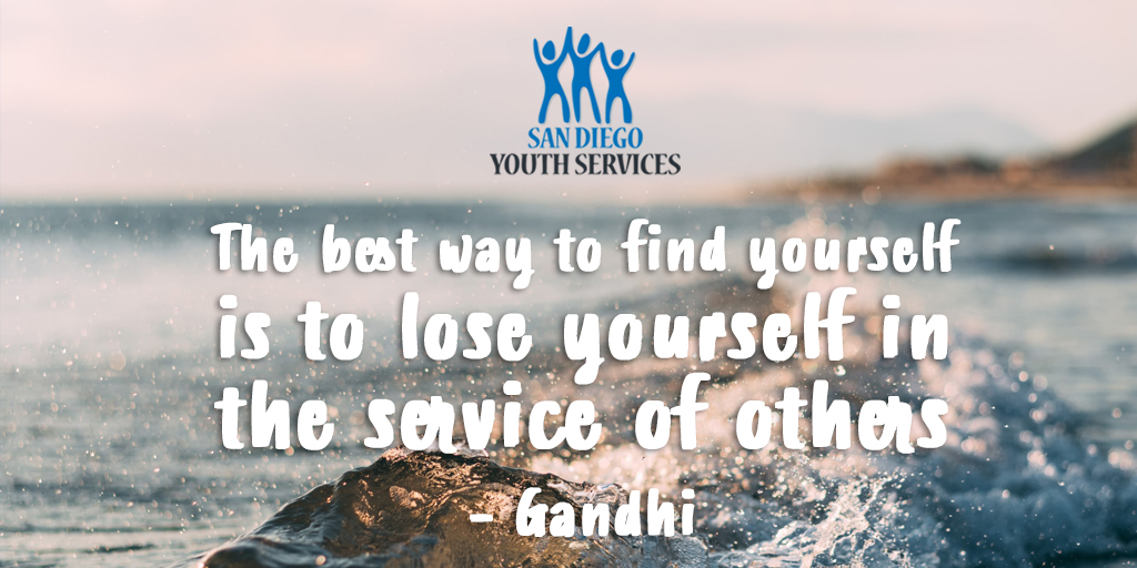 sdyouthservices's tweet photo. Service can mean so many things. Giving, volunteering, listening, kindness. Find yourself. #mondaymotivation #buildingfutures #sdys #sdyouthservices #ghandi https://t.co/6aot2ZBPZs