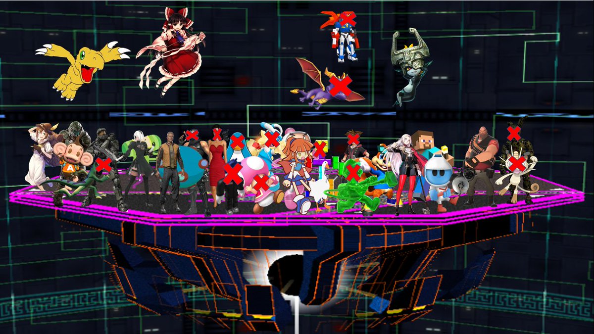 Dogman1199R's tweet photo. So, after going through Twitter, I've made a list of all the For Smash Accounts that have left.
X means that they have left, they are leaving soon, they haven't tweeted in a long time or stopped tweeting Smash stuff.
The blue circle shows people whose names I can't remeber. https://t.co/3d01xYJI71
